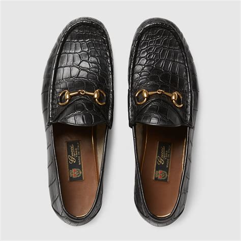 gucci alligator loafers mens|Gucci leather horsebit loafer.